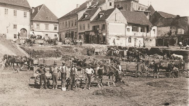 Dolac. Gradilište buduće tržnice 1927. godine, iskop